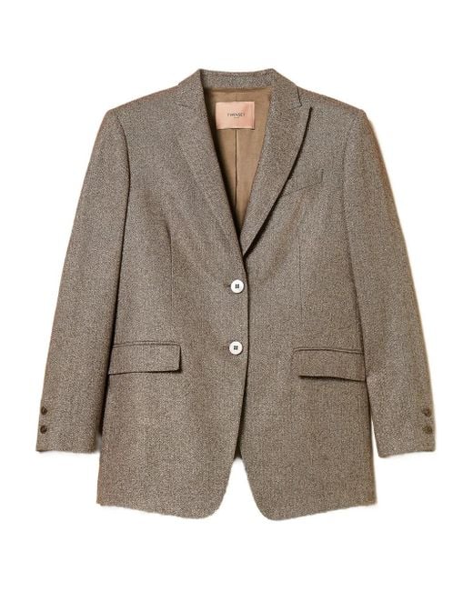 Twinset Brown Lurex Tweed Blazer