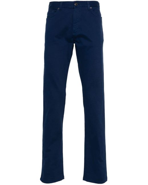 Zegna Blue Cotton Straight-leg Trousers for men