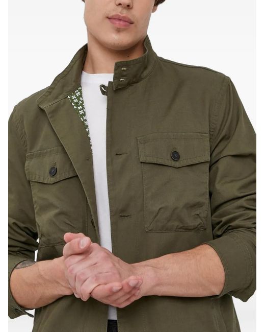Sisley Green Buttoned Flap-Pockets Shirt Jacket for men