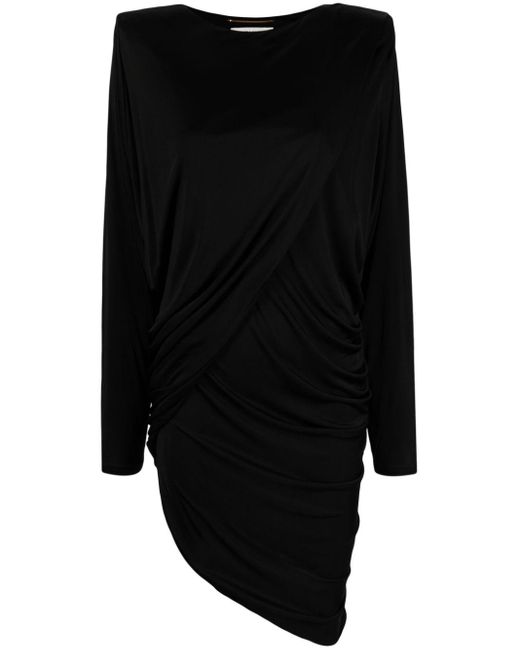 Vestido de crepé asimétrico Saint Laurent de color Black