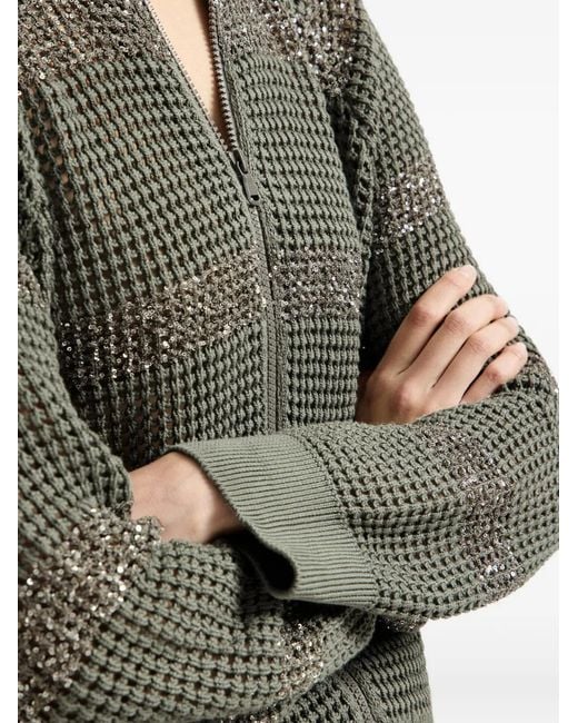 Brunello Cucinelli Green Striped Cardigan