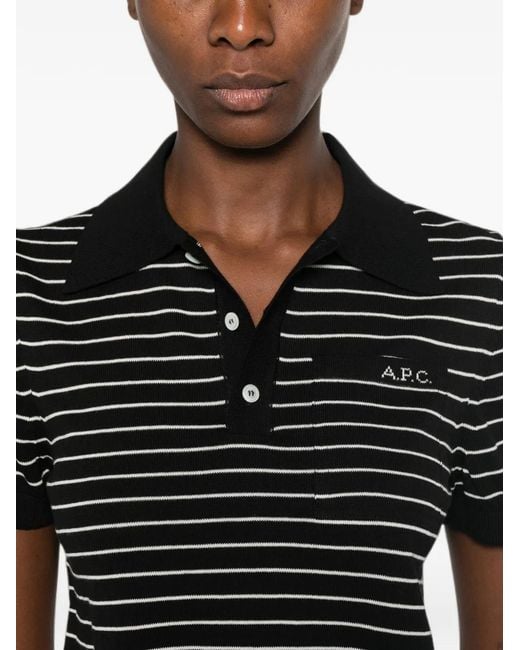 A.P.C. Black Striped Short-Sleeve Polo Shirt