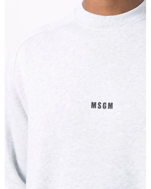 MSGM White Logo-Print Cotton Sweatshirt for men