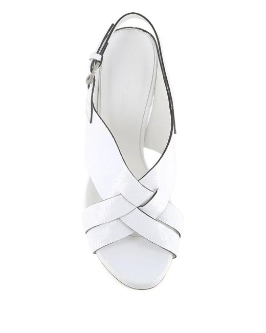 Roberto Del Carlo White Slingback Cross-Strap Sandals