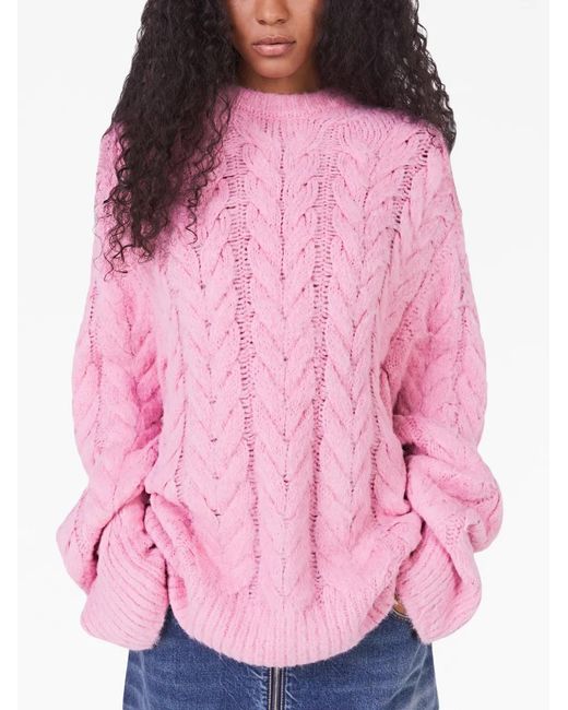 Stella McCartney Pink Cable-Knit Long-Sleeve Jumper