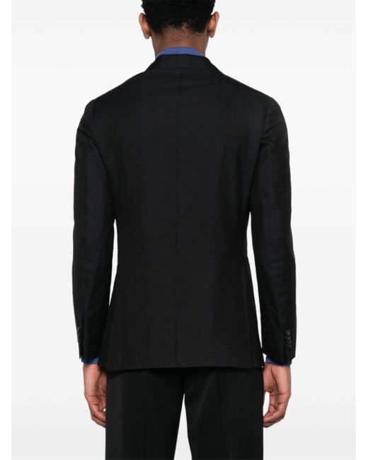 Brioni Black Patterned-jacquard Silk Blazer for men