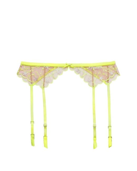 Fleur du Mal Yellow Étoile Embroidery Garter Belt
