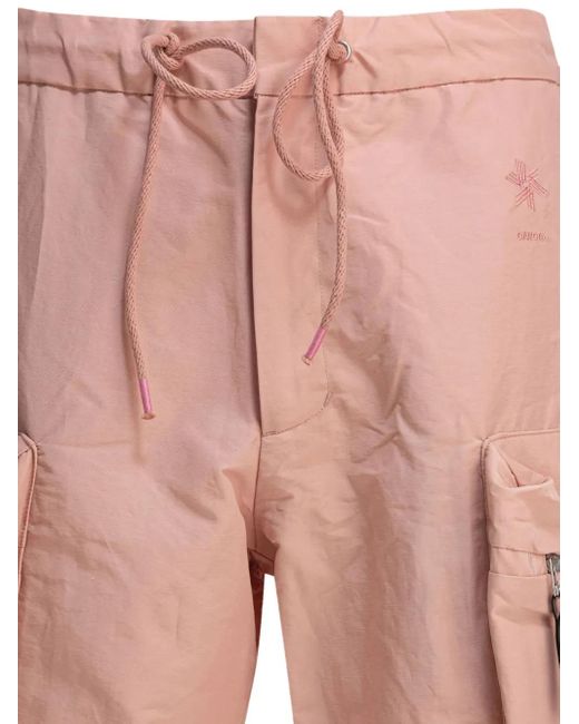 Goldwin Pink Embroidered-Logo Drawstring Shorts for men