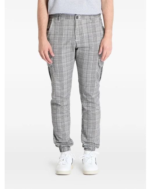 Urban Classics Gray Glen Plaid Cargo Pants for men