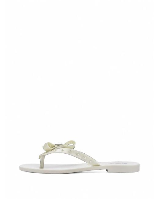 Melissa White Harmonic Squared Bow-Detail Flip-Flops