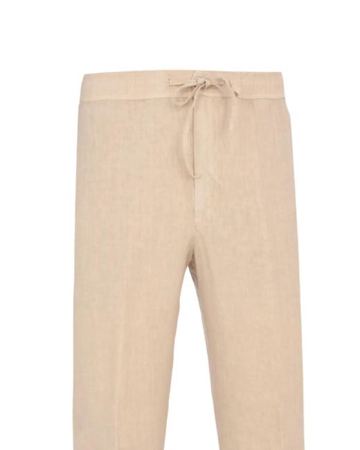 120% Lino Natural Pantalon À Lien De Resserrage for men