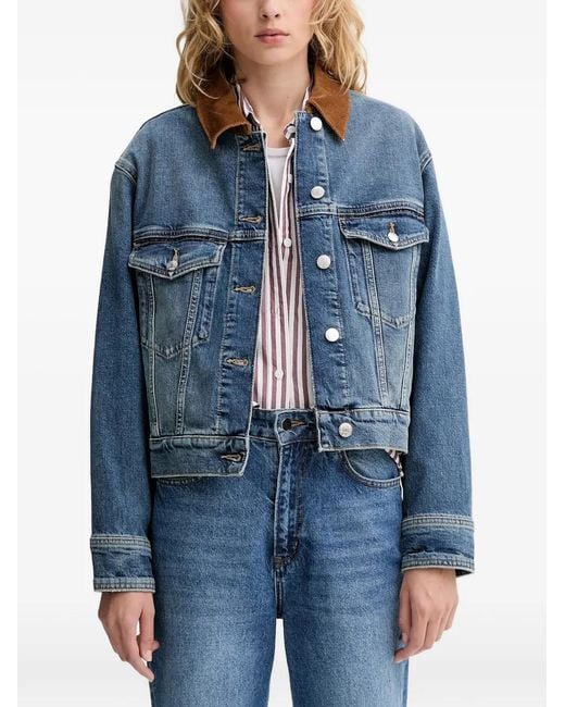 Marc O' Polo Blue Corduroy-Collar Denim Jacket