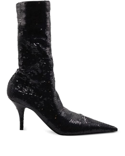 Balenciaga 80 Mm Knife Laarzen Verfraaid Met Pailletten in het Black