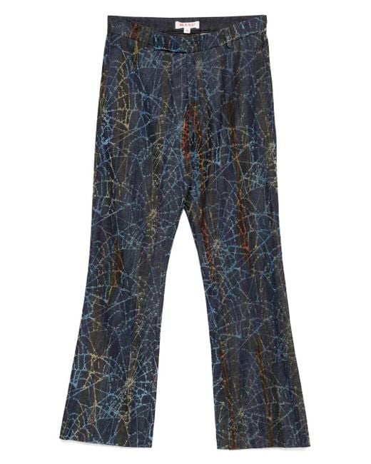 MASU Blue Flocky Web Flare Pants for men
