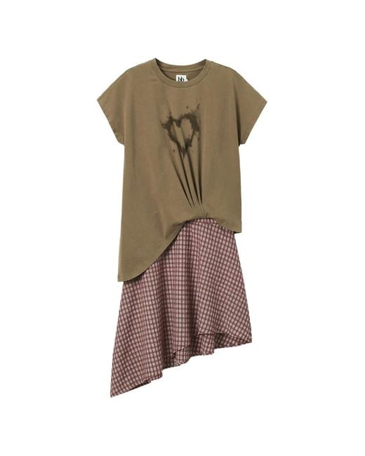 B+ AB Green Heart-Print Asymmetric Mini Dress