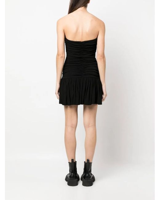 DSquared² Black Strapless Ruched Dress