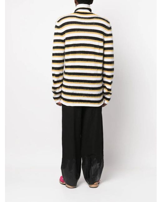 Marni White Striped Roll-Neck Jumper for men