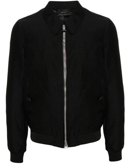 Tom Ford Black Spread-collar Zip-up Shirt Jacket for men