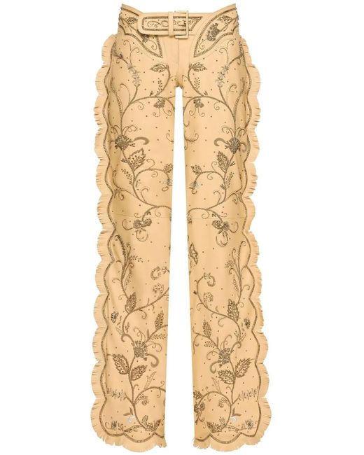 Dolce & Gabbana Natural Kim Dolce&Gabbana Embellished Leather Trousers