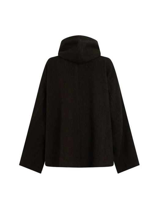 Uma Wang Black Hooded Button-Up Jacket