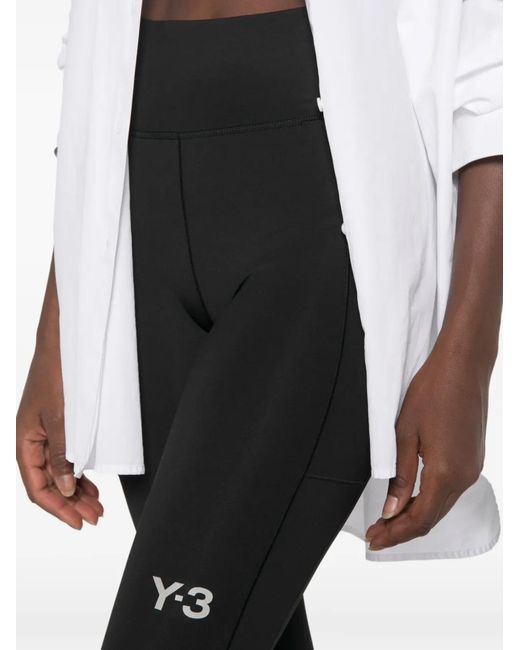 Y-3 Black Logo-Print Leggings