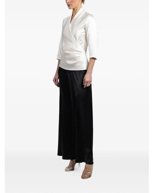 Peter Cohen White Three-Quarter Wrap Blouse