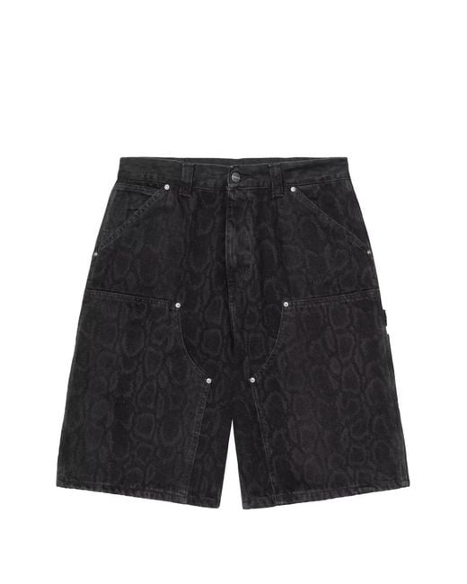 Carhartt Black Og Doible Knee Snake Print Shorts for men