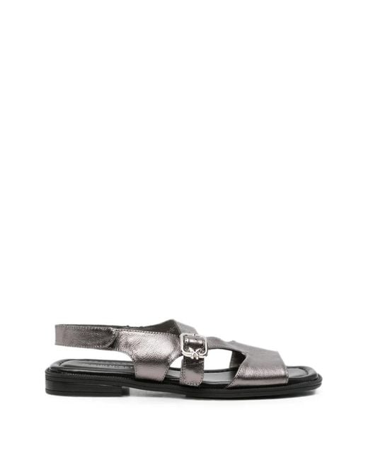 SERGIO MORETTI FIRENZE White Buckle-Fastening Slingback Sandals