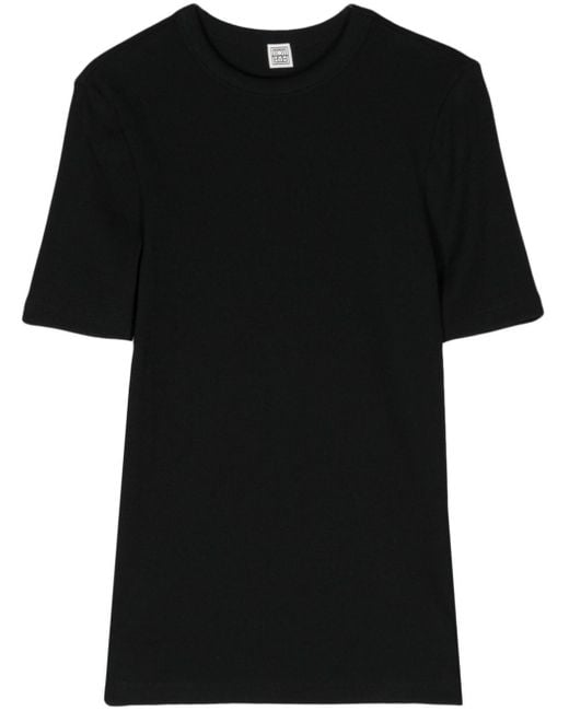 Totême  Black T-Shirt mit Rundhalsausschnitt