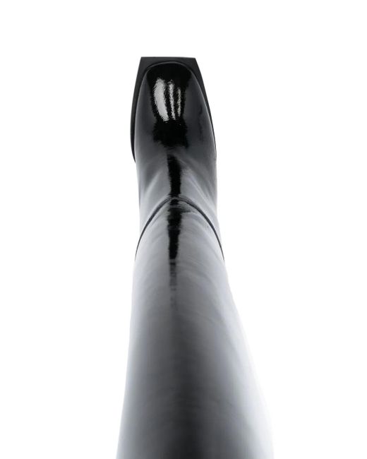MSGM Black Patent Leather Knee-High Boots