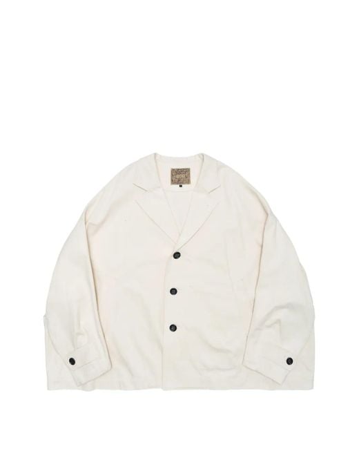 NEMEN White Graphic-Print Button-Up Jacket for men