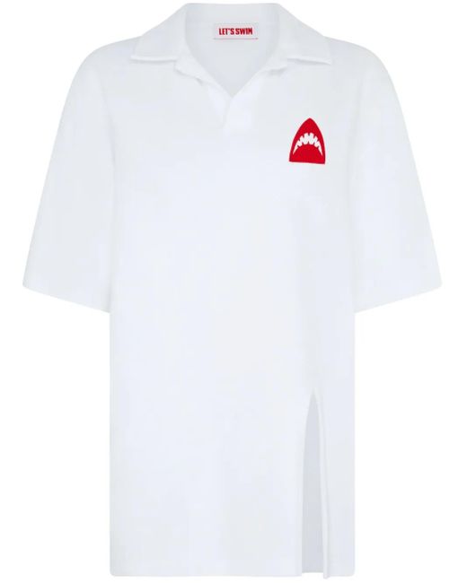 Let's Swim White Shark-Logo Mini Dress
