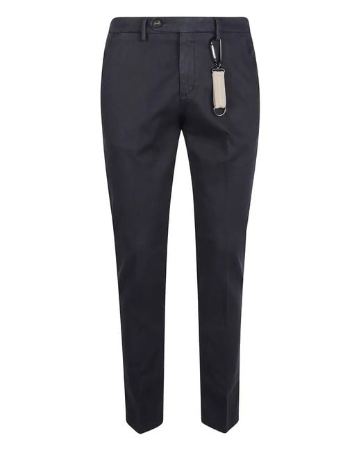 Manuel Ritz Blue Clip-Detail Trousers for men