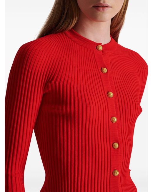 Cardigan plissettato di Balmain in Red