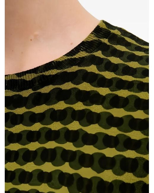 Benetton Green Short-Sleeve Patterned Sweater