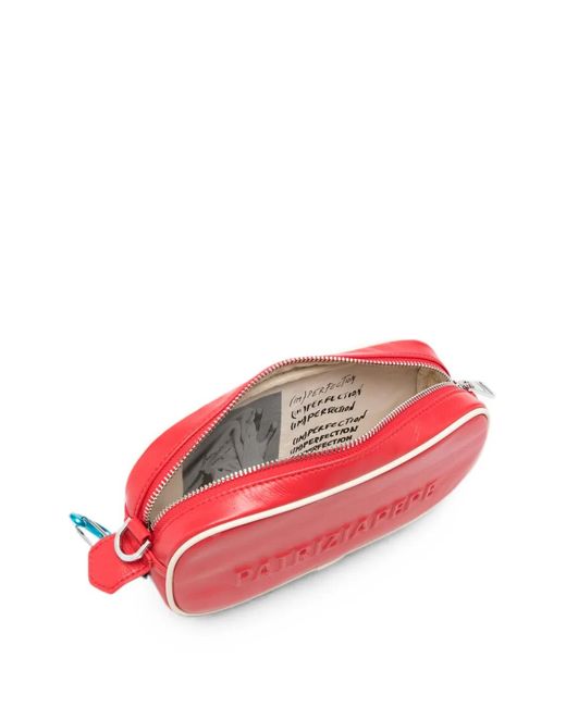 Patrizia Pepe Red (Im)Perfection Embossed-Logo Shoulder Bag