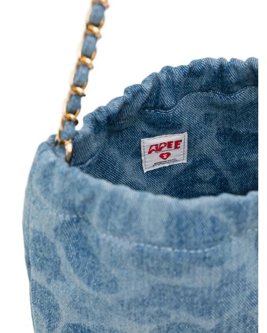 AAPE BY A BATHING AP Blue Chain Logo Shoulder Bag