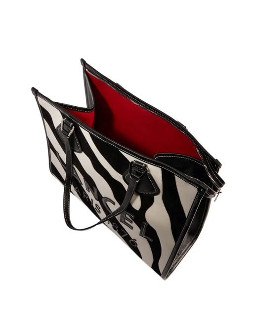 Lancel Black Large Zebra-Print Suede Tote Bag