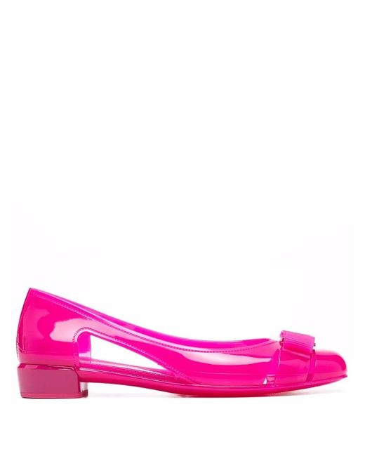 Ferragamo Pink Ferragamo Vara Jelly Ballerina Shoes