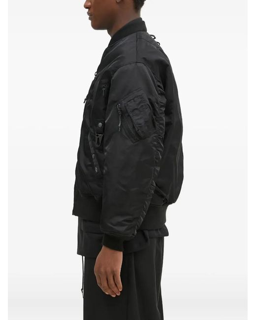 Manastash Black Ribbed Bomber Jacket for men