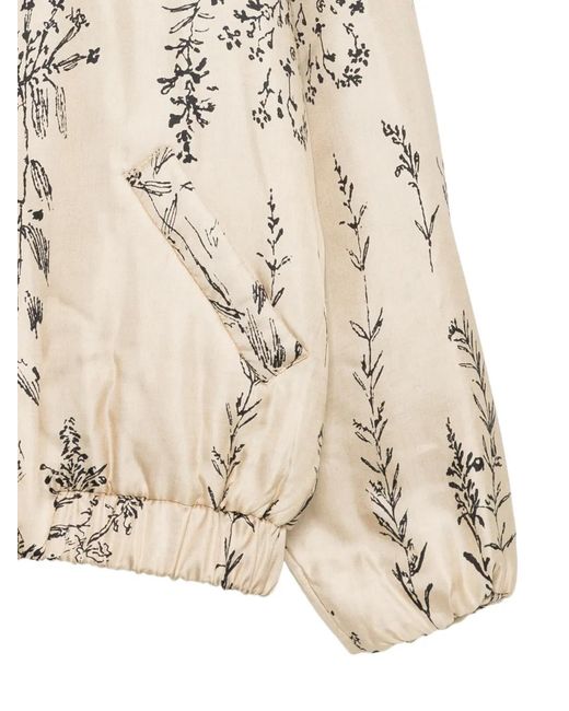 Alysi Natural Floral-Print Bomber Jacket