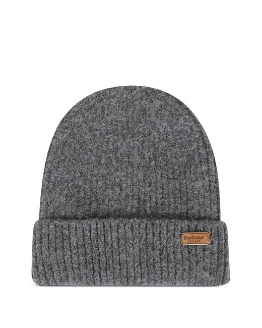 Barbour Gray Knitted Beanie-Scarf Set