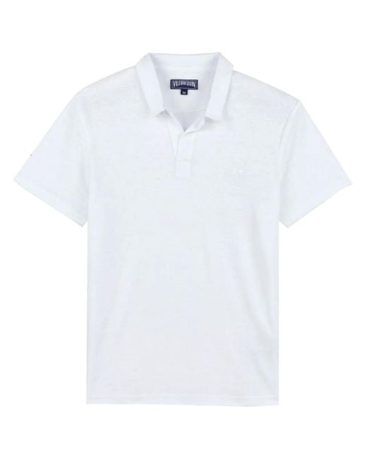 Vilebrequin White Pyramid Linen Polo Shirt for men