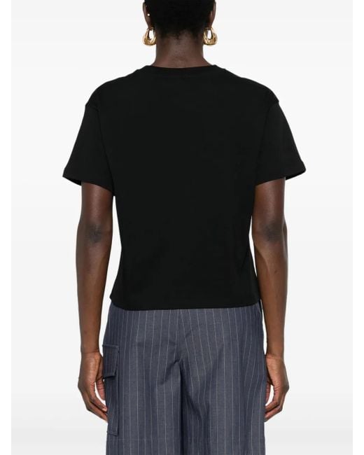 A.P.C. Black Logo-Print Cropped T-Shirt
