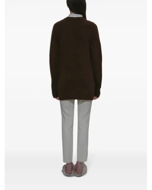 Rosetta Getty Brown Cashmere-Wool Open-Front Ribbed Cardigan