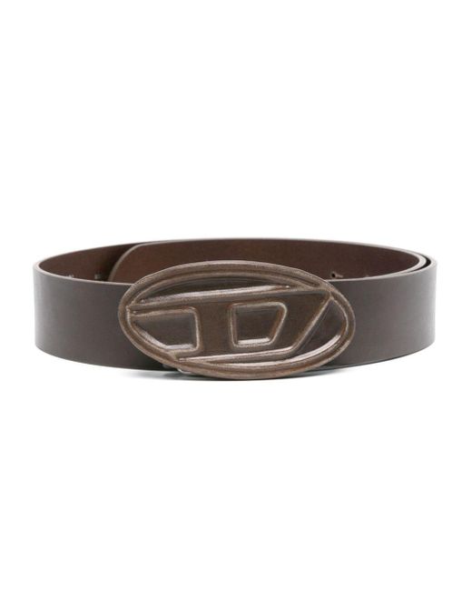 DIESEL Brown 1dr Logo-buckle Leather Belt for men
