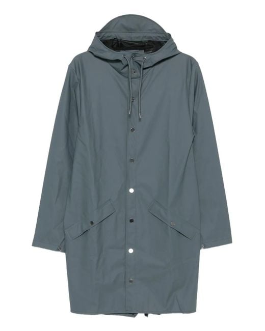 Rains Blue Snap-Button Hooded Raincoat