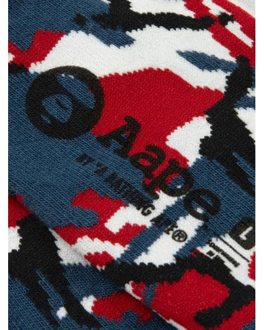 Aape By A Bathing Ape Blue Camouflage Logo Socks for men