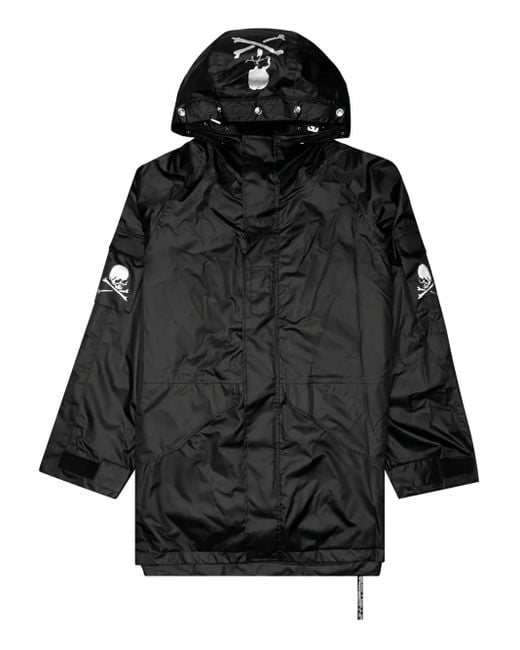 MASTERMIND WORLD Black Skull-Print Hooded Windbreaker for men