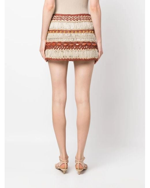 Alberta Ferretti Natural Layered Crochet Skirt
